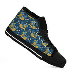 Hawaiian Tiki Pattern Print Black High Top Shoes