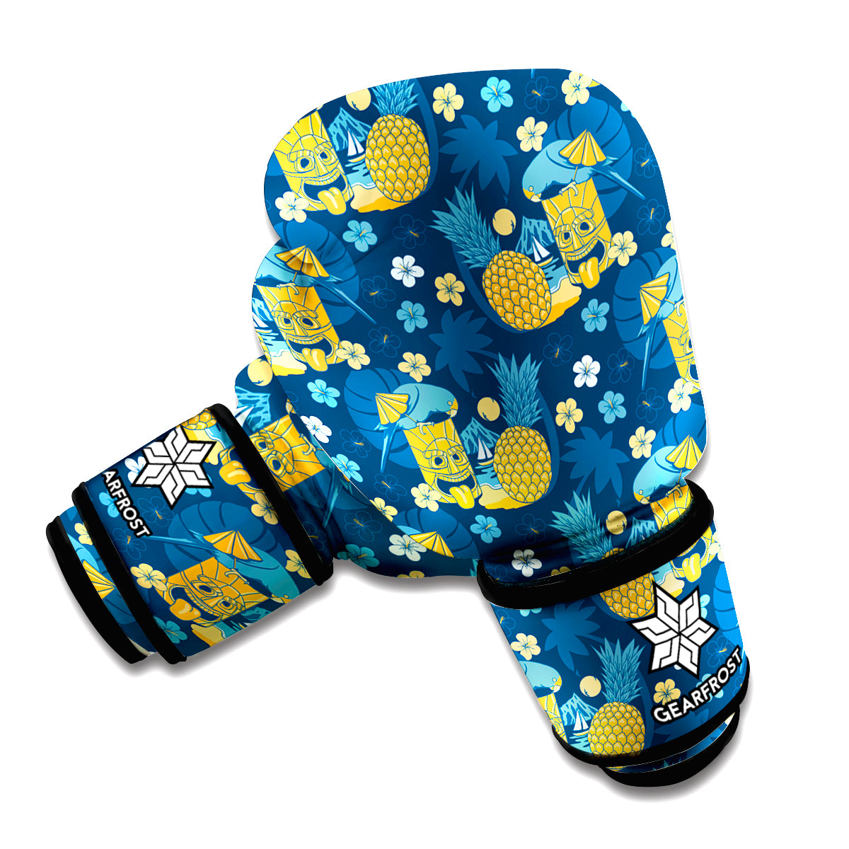 Hawaiian Tiki Pattern Print Boxing Gloves
