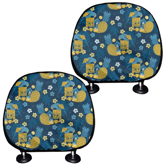 Hawaiian Tiki Pattern Print Car Headrest Covers