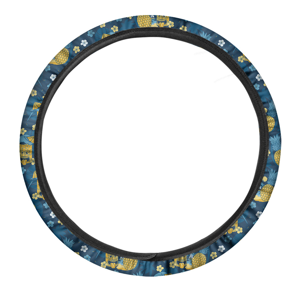 Hawaiian Tiki Pattern Print Car Steering Wheel Cover