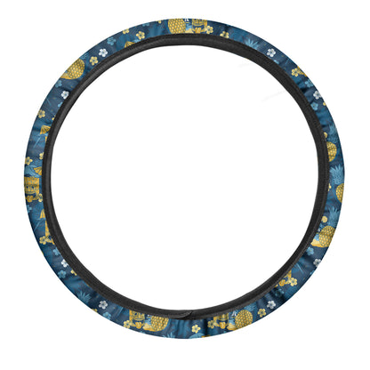 Hawaiian Tiki Pattern Print Car Steering Wheel Cover