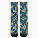 Hawaiian Tiki Pattern Print Crew Socks