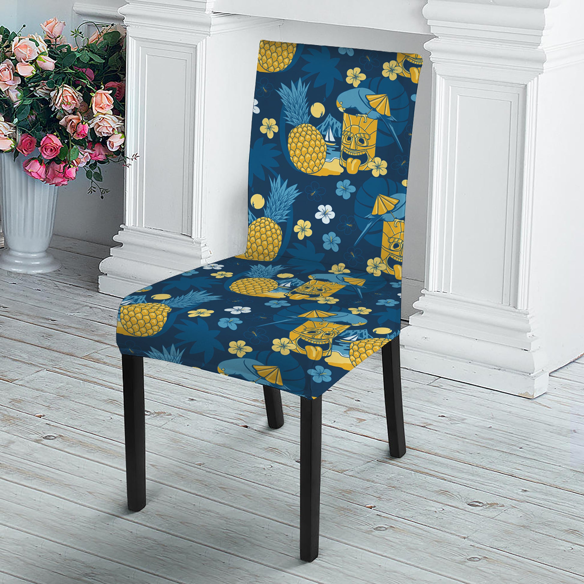 Hawaiian Tiki Pattern Print Dining Chair Slipcover
