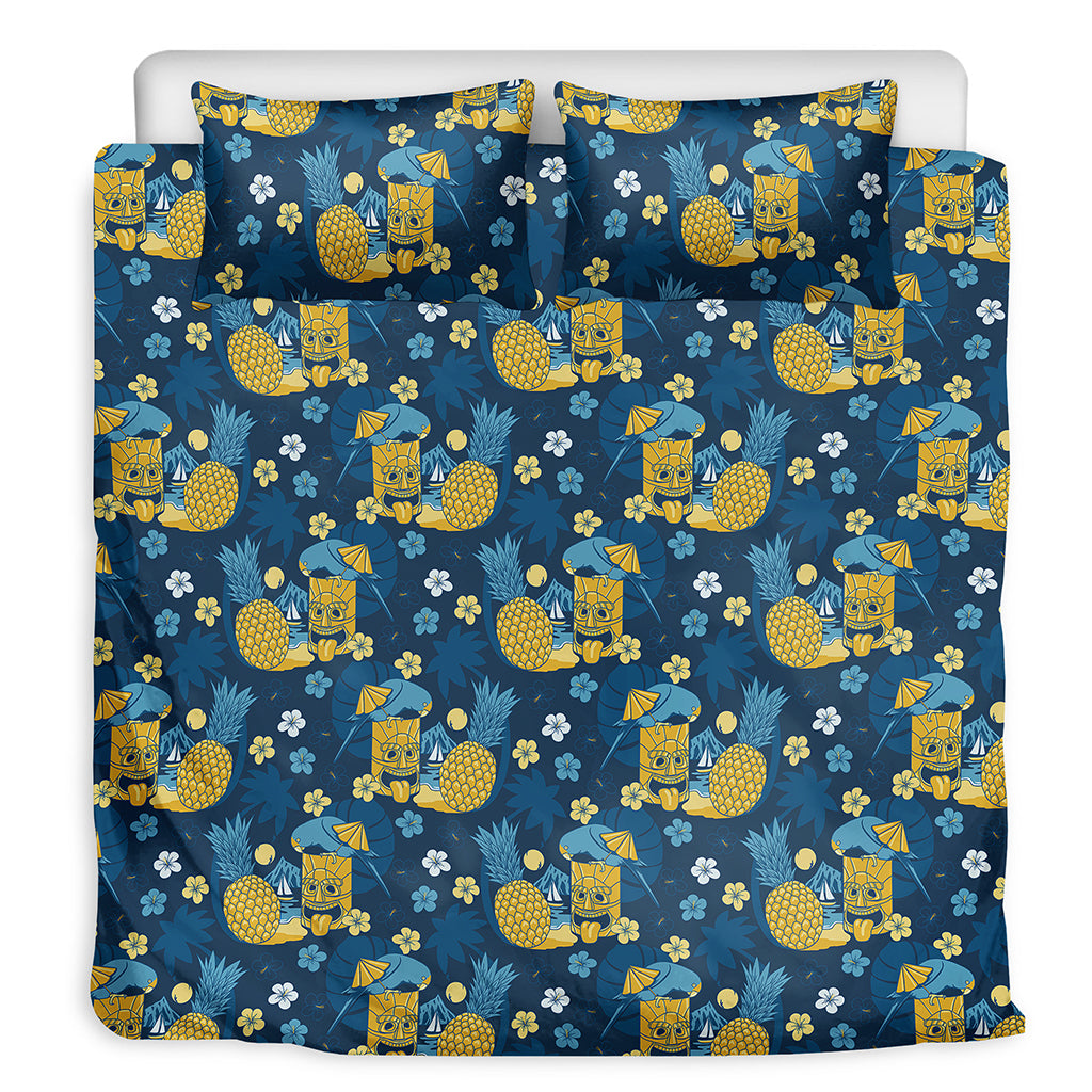 Hawaiian Tiki Pattern Print Duvet Cover Bedding Set