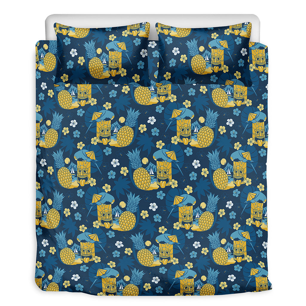 Hawaiian Tiki Pattern Print Duvet Cover Bedding Set
