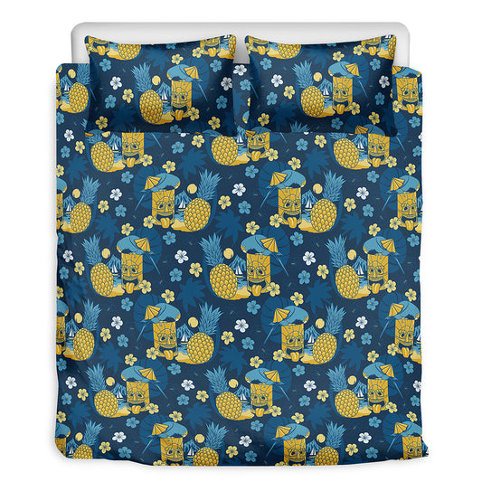 Hawaiian Tiki Pattern Print Duvet Cover Bedding Set