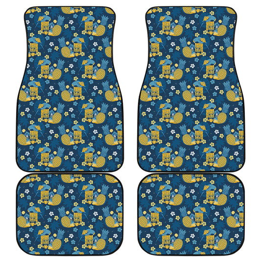Hawaiian Tiki Pattern Print Front and Back Car Floor Mats