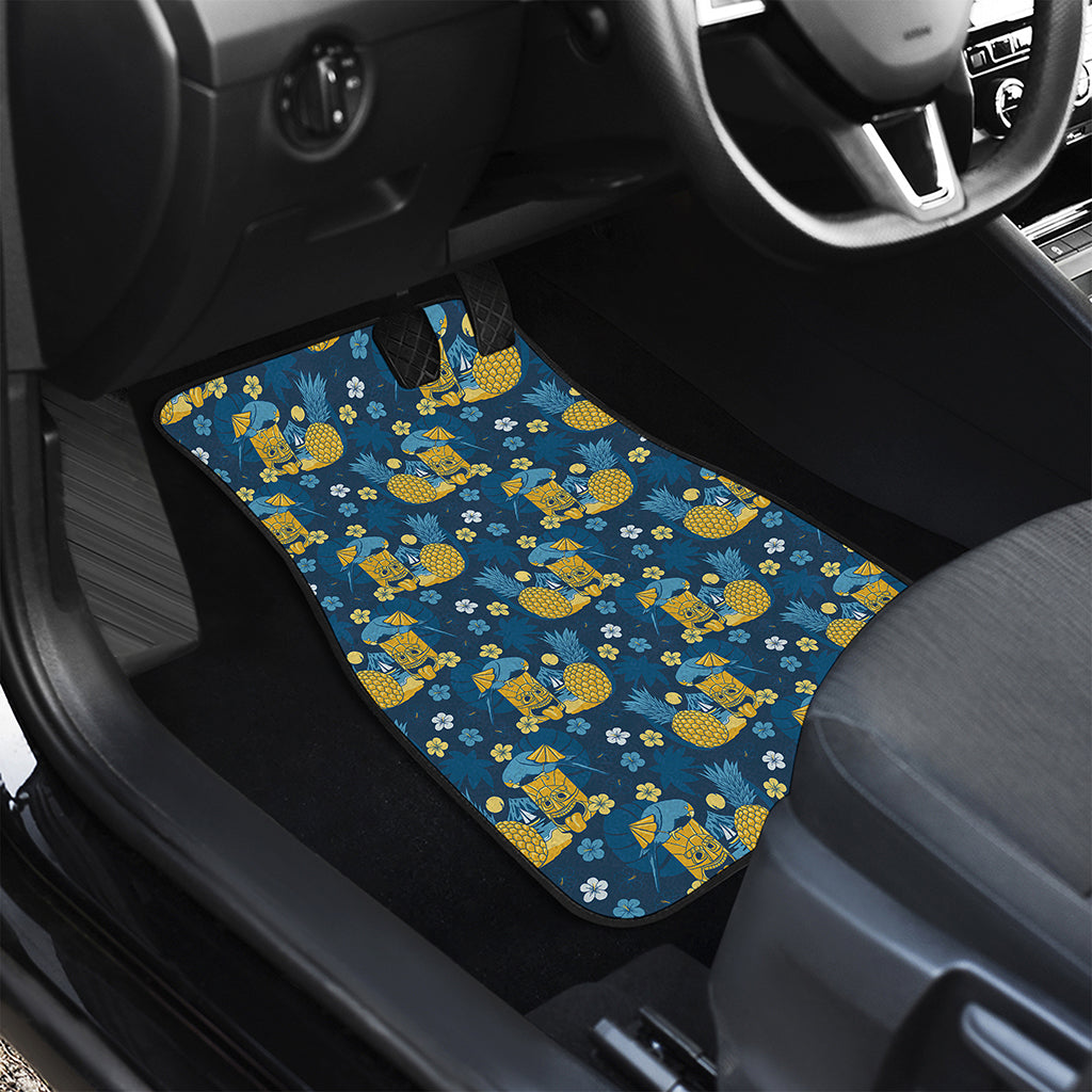 Hawaiian Tiki Pattern Print Front and Back Car Floor Mats