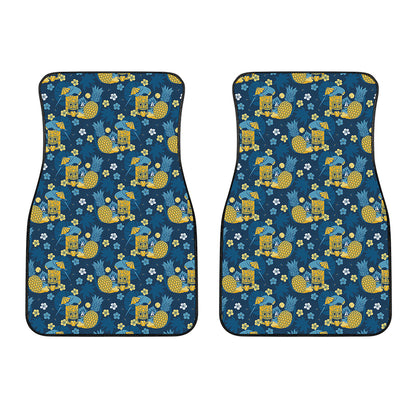 Hawaiian Tiki Pattern Print Front Car Floor Mats