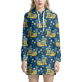 Hawaiian Tiki Pattern Print Pullover Hoodie Dress