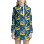 Hawaiian Tiki Pattern Print Hoodie Dress
