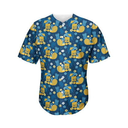 Hawaiian Tiki Pattern Print Men's Baseball Jersey