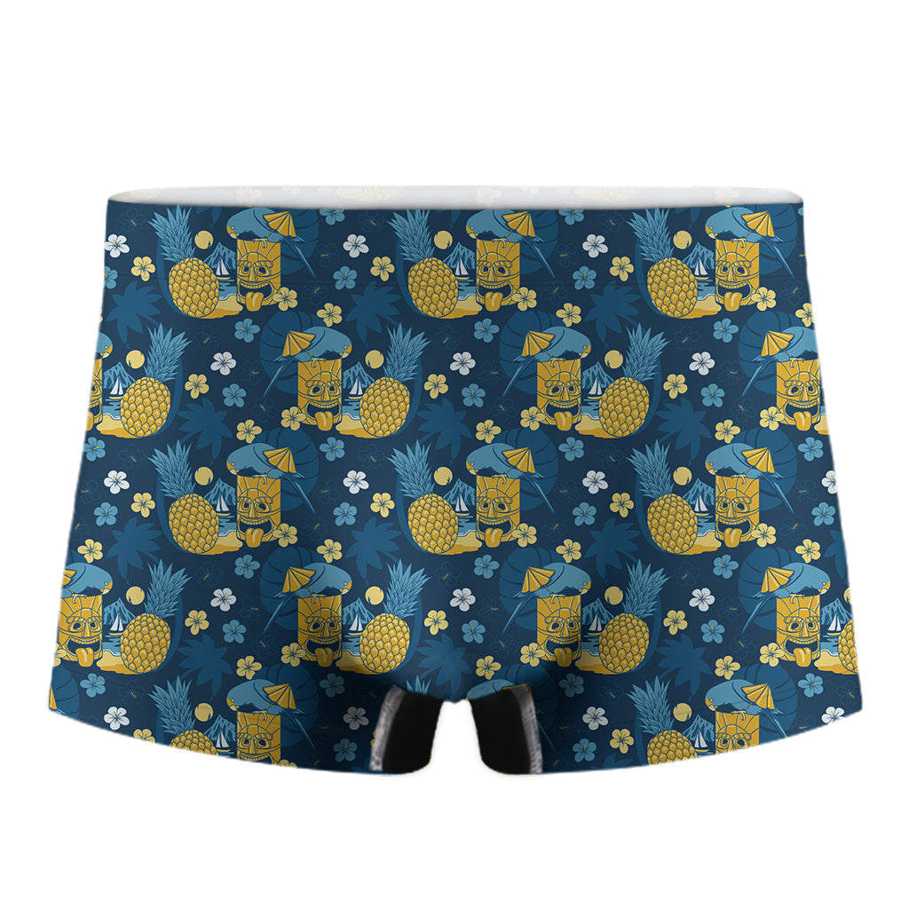 Hawaiian Tiki Pattern Print Men's Boxer Briefs
