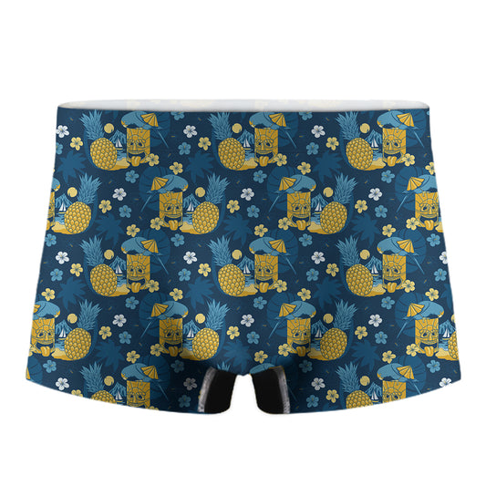 Hawaiian Tiki Pattern Print Men's Boxer Briefs
