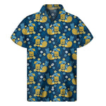 Hawaiian Tiki Pattern Print Men's Short Sleeve Shirt