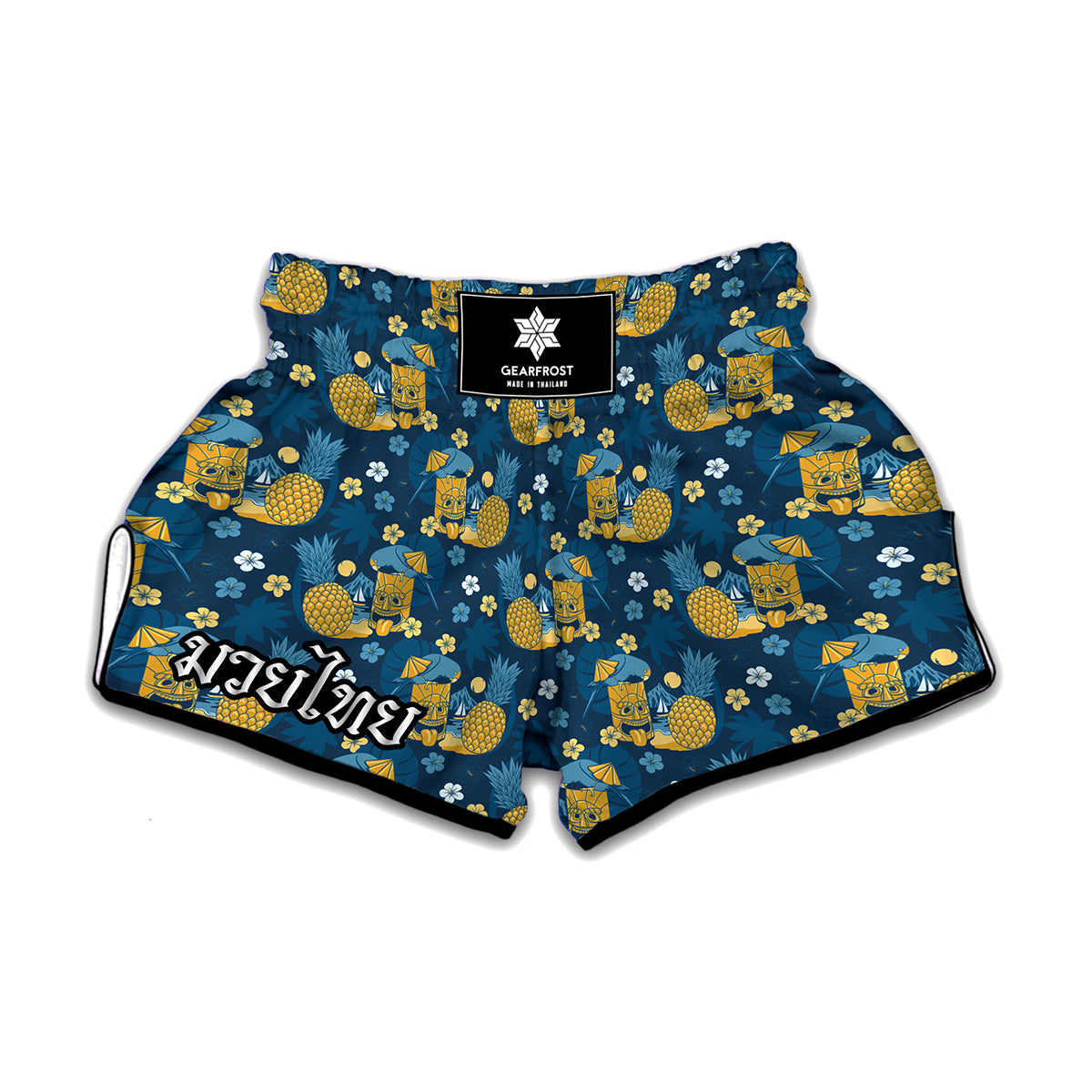 Hawaiian Tiki Pattern Print Muay Thai Boxing Shorts