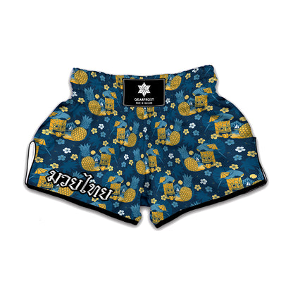 Hawaiian Tiki Pattern Print Muay Thai Boxing Shorts