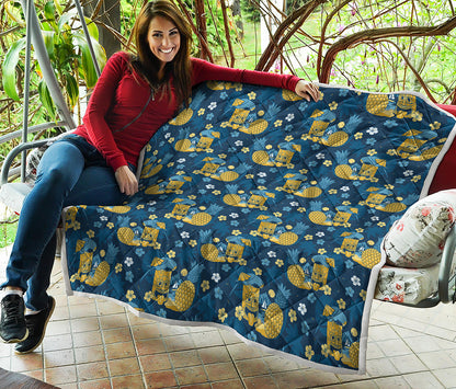 Hawaiian Tiki Pattern Print Quilt