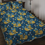 Hawaiian Tiki Pattern Print Quilt Bed Set