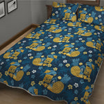 Hawaiian Tiki Pattern Print Quilt Bed Set