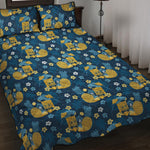 Hawaiian Tiki Pattern Print Quilt Bed Set