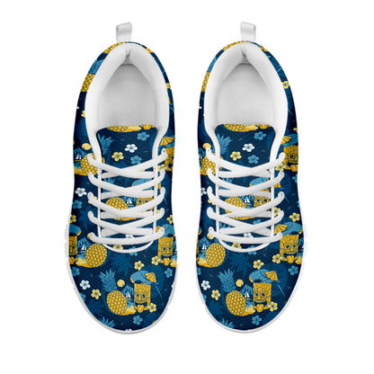 Hawaiian Tiki Pattern Print White Sneakers