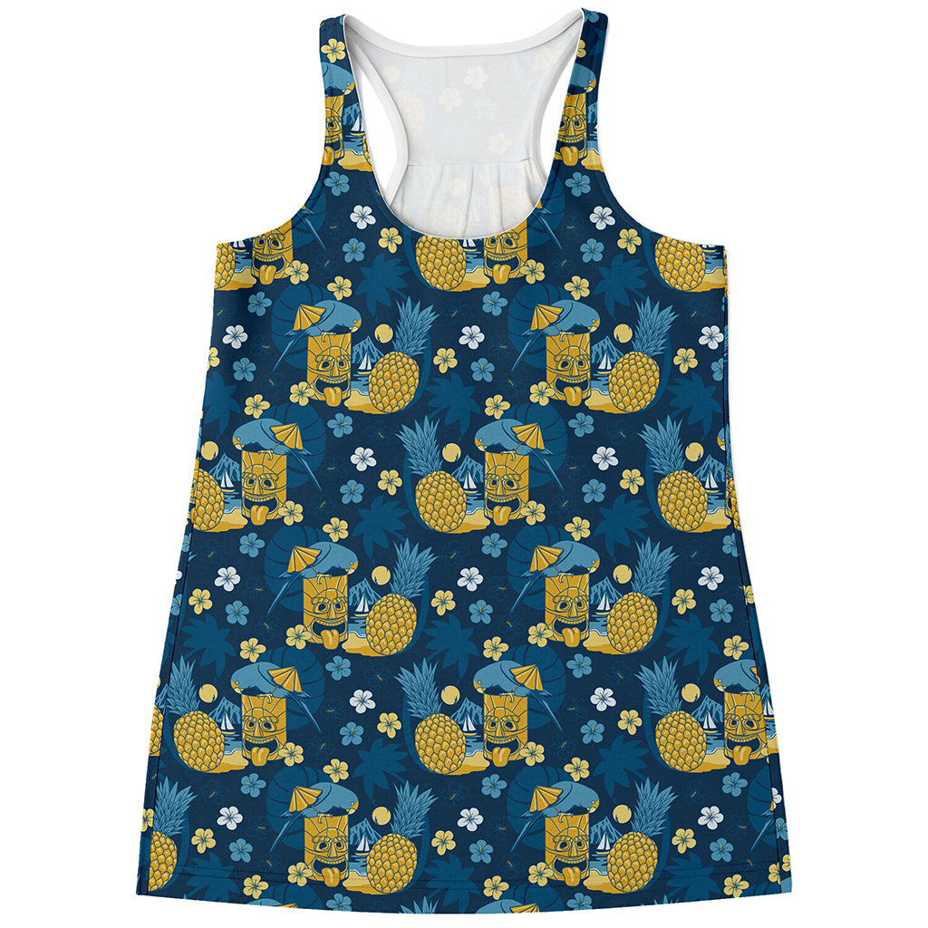 Hawaiian Tiki Pattern Print Women's Racerback Tank Top