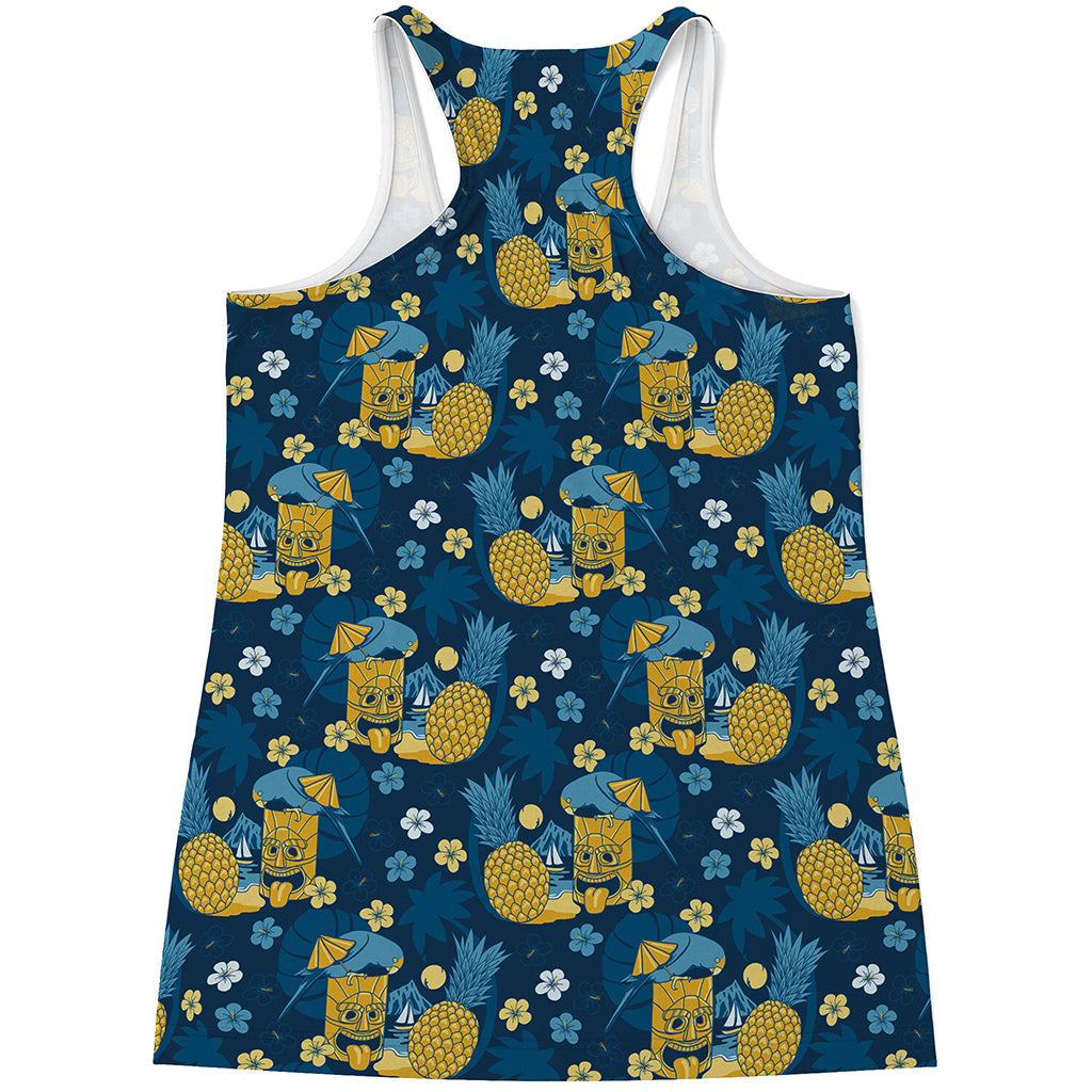 Hawaiian Tiki Pattern Print Women's Racerback Tank Top