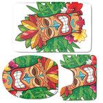 Hawaiian Tiki Print 3 Piece Bath Mat Set