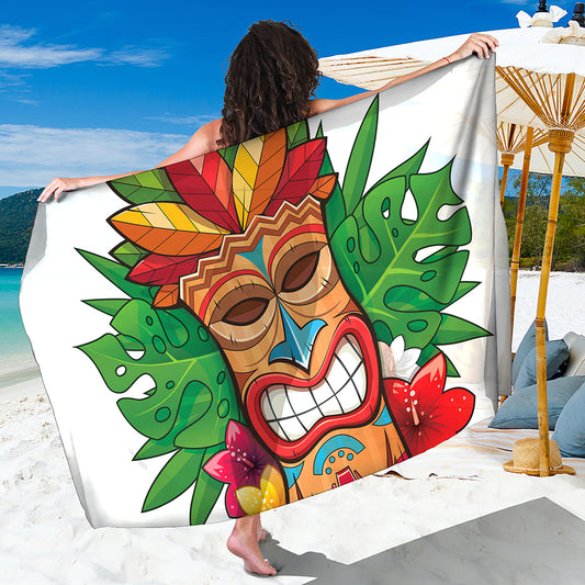 Hawaiian Tiki Print Beach Sarong Wrap