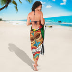 Hawaiian Tiki Print Beach Sarong Wrap