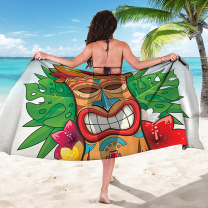 Hawaiian Tiki Print Beach Sarong Wrap