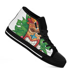 Hawaiian Tiki Print Black High Top Shoes