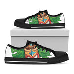 Hawaiian Tiki Print Black Low Top Shoes 