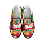 Hawaiian Tiki Print Black Slip On Shoes