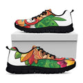 Hawaiian Tiki Print Black Running Shoes
