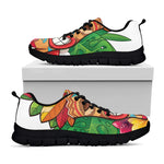 Hawaiian Tiki Print Black Sneakers