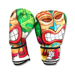 Hawaiian Tiki Print Boxing Gloves