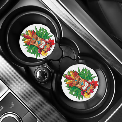 Hawaiian Tiki Print Car Coasters