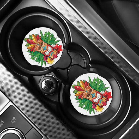 Hawaiian Tiki Print Car Coasters