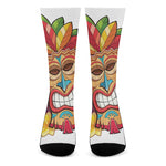 Hawaiian Tiki Print Crew Socks