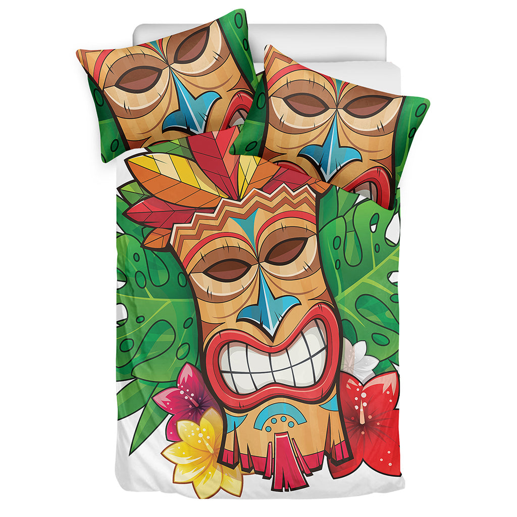Hawaiian Tiki Print Duvet Cover Bedding Set