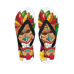 Hawaiian Tiki Print Flip Flops