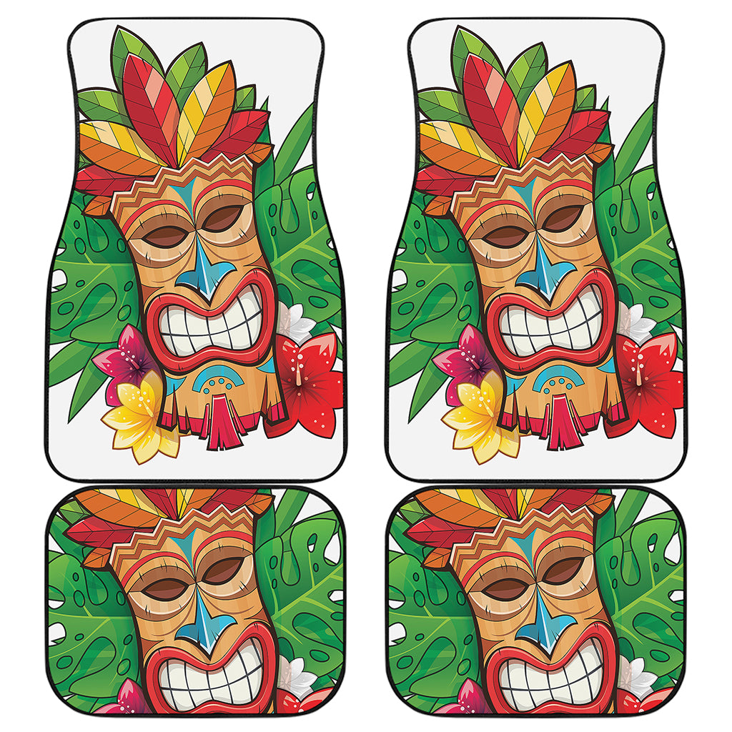 Hawaiian Tiki Print Front and Back Car Floor Mats