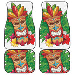 Hawaiian Tiki Print Front and Back Car Floor Mats