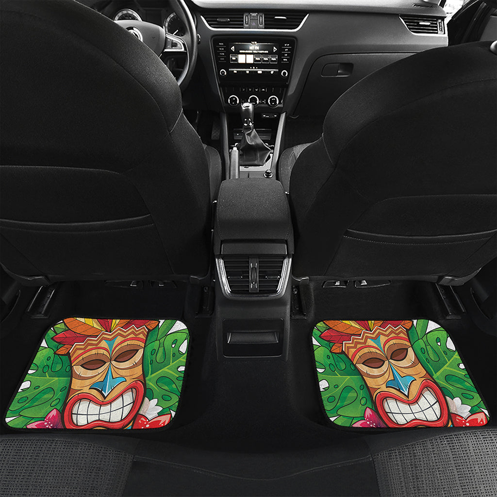 Hawaiian Tiki Print Front and Back Car Floor Mats