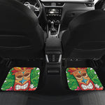 Hawaiian Tiki Print Front and Back Car Floor Mats