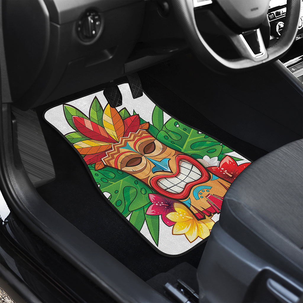 Hawaiian Tiki Print Front and Back Car Floor Mats
