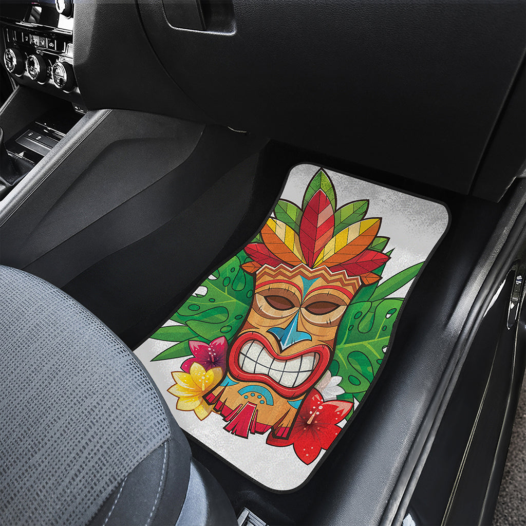 Hawaiian Tiki Print Front and Back Car Floor Mats