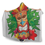 Hawaiian Tiki Print Hooded Blanket